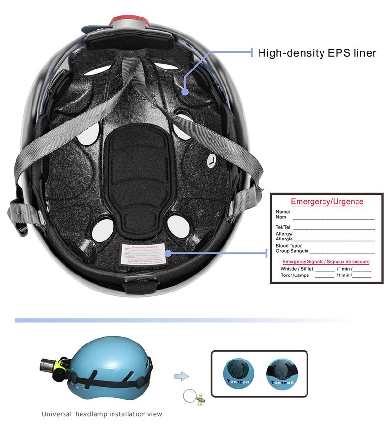 Tontron Climbing Caving Helmet (Blue, Large) - Image 3